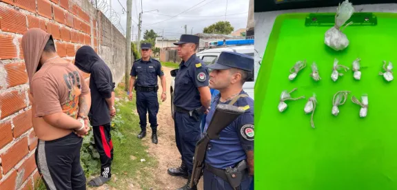 Detuvieron a dos jóvenes con diez envoltorios de cocaína durante un operativo policial