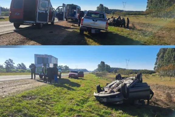 Violento vuelco en la Autovía Artigas: una mujer resultó herida tras perder el control de su vehículo