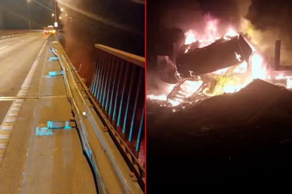 Un camión cayó del puente Urquiza, se incendió y el conductor murió en el lugar
