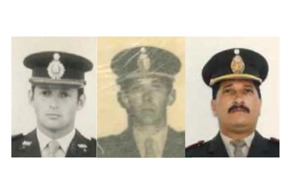 Tres de los exmilitares imputados: el capit&aacute;n Horacio Alberto Goris, el teniente primero Juan Ignacio Aleman y el sargento ayudante Miguel &Aacute;ngel Galeano. Foto: Fiscal&iacute;a Federal de Concepci&oacute;n del Uruguay
